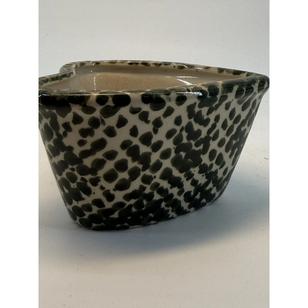 Heart-Shaped‎ Blue Navy Spongeware Pottery 3.5 x 2